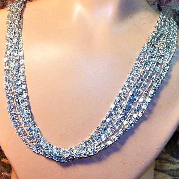 Classic Very Light Weight Metal Multi-Layer Necklace - Picture 2 of 8